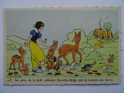 Walt Disney SCHNEEWITTCHEN ses amis de la forte..... um 1930 französische Postkarte Nr.3