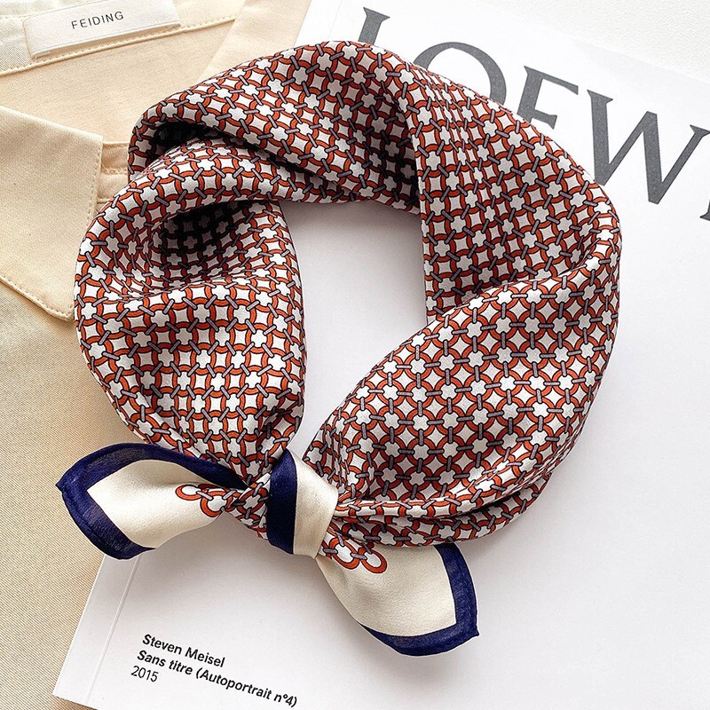 100% Silk Square Scarf Women Neckerchief Wrap Kerchief Bandana Polka Dot  53*53cm
