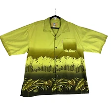 Coconut Pier Shirt Mens Extra Large Green Short Sleeve Hawaiian Floral Palm Tree