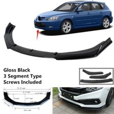 Add-on Universal Fit For Mazda 3 04-09 Front Bumper Lip Spoiler Painted Black
