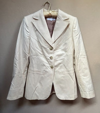 Calvin Klein Womens 2 Ivory Three Button Single Breasted Blazer Jacket Ivory