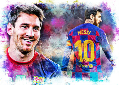 2022 LIONEL MESSI FCB 5/10 ORIGINAL PRINT ART SKETCH CARD ARTIST SIGNED