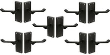 Matt Black door handles Pack of 5  Victorian Scroll 120x42mm