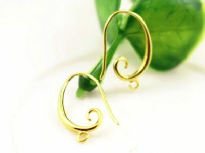 10 pcs (5 pairs) Gold Plated Earring Hooks with Loop Hole   19mm x 11mm 
