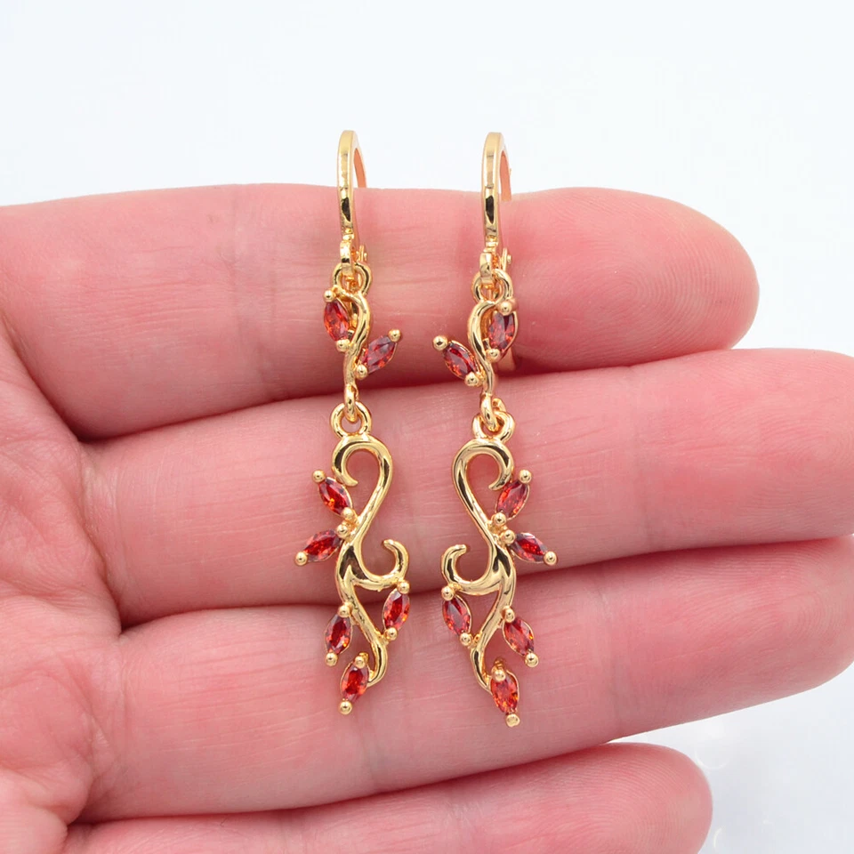 18K Yellow Gold Filled Women Lake Blue Mystic Topaz Artistic Aesthetic Earrings - Image 3 of 3