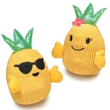 Zanies Pineapple Plush Dog Puppy Hawaiian Breeze Toy Set of 2 Boy & Girl
