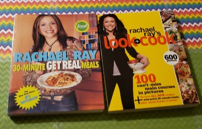 RACHEL RAY - LOT OF 2 PAPERBACK BOOKS - LOOK+COOK & 30 MINUTE GET REAL MEALS 978