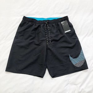 NWT Nike Men's 9" Mash-Up Breaker Swim Trunk Black Sz XL Blue/Grey Logo