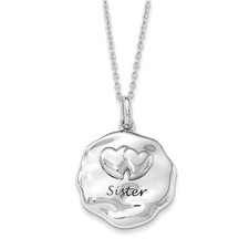 For You My Sister Silver Necklace with 18" chain. Family Jewelry