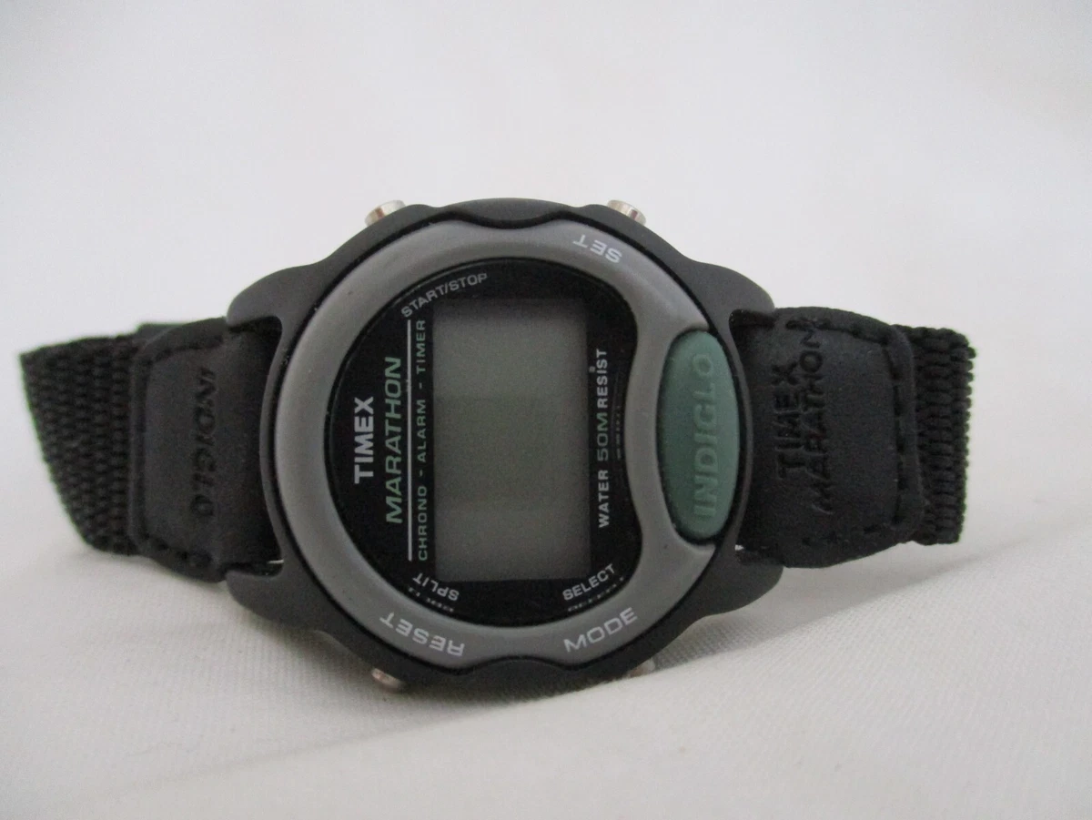 Timex Marathon Digital Watch Chrono Alarm Timer Water Resist 50m Black Band