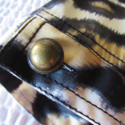 St John SoCa Leopard Print Dress L Embellished Neckline Pockets 3/4 Slv Cotton - Picture 9 of 15
