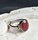 Vintage Handmade Artisan Sterling Silver and Faceted Carnelian? Ring - Size 6.75