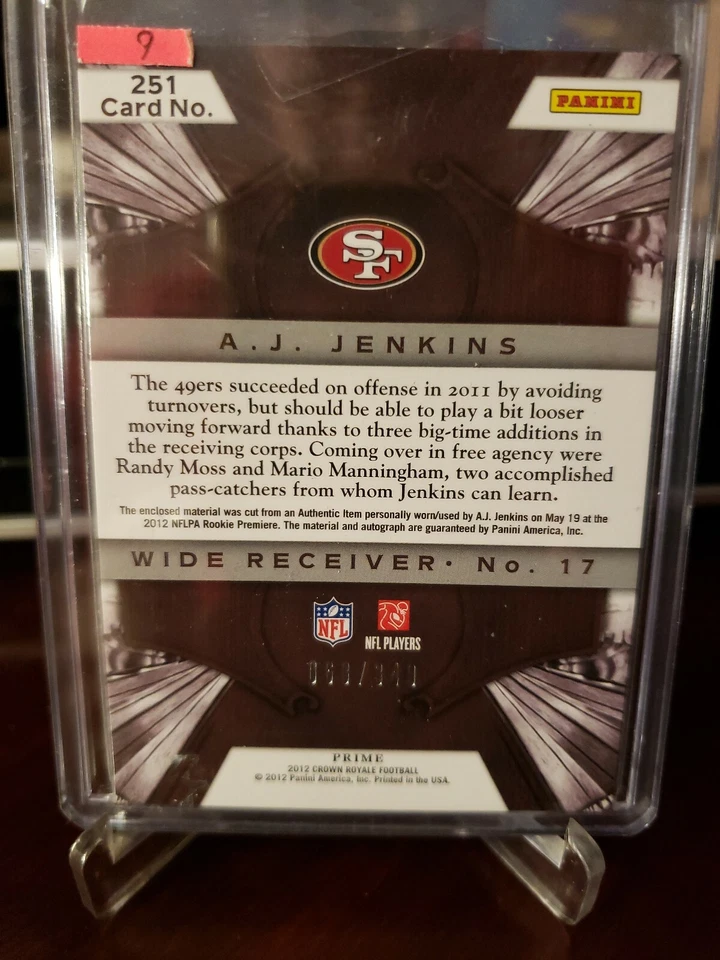 2012 Crown Royale A.J. Jenkins Auto 2 Color Patch Rc #68/349 - Image 4 of 4