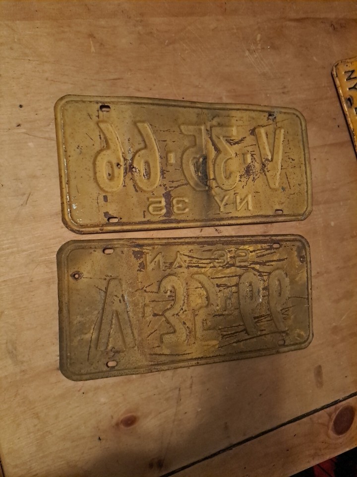 Vintage Nys License Plate Pair. Ny 1935 . V. 35.66 eBay