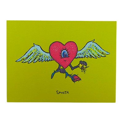 Marq Spusta Flying Heart with Rose (Sticky Yellow/Green) Micro Print