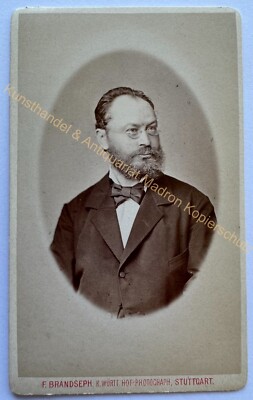 orig. CDV Foto Fotografie Bild alt Herr Mann Mode um 1880 Brandseph Stuttgart