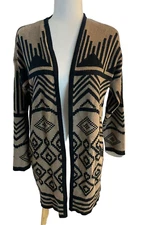 Elodie Women's Medium Open Front Sweater Cardigan Duster Aztec Tribal Pockets