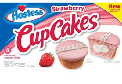 Hostess Strawberry Cupcakes  (Always Fresh) 8 Individually Wrapped Cakes
