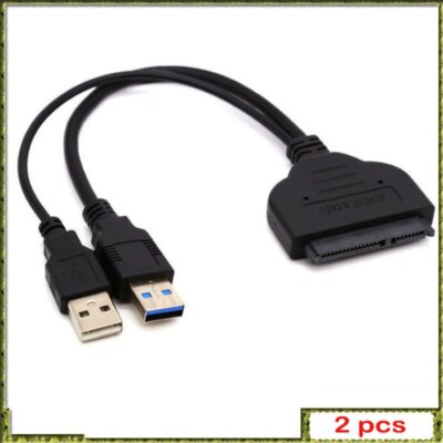 2pcs USB 3.0 or USB2.0 To SATA 22Pin Adapter Cable for 2.5'' 3.5'' HDD Externa