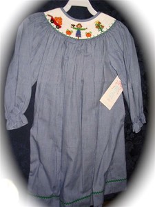 Girls-Halloween-Smocked-LS-Bishop-2T-SCARECROW-Harvest-New-Vive-La-Fete-Pumpkin