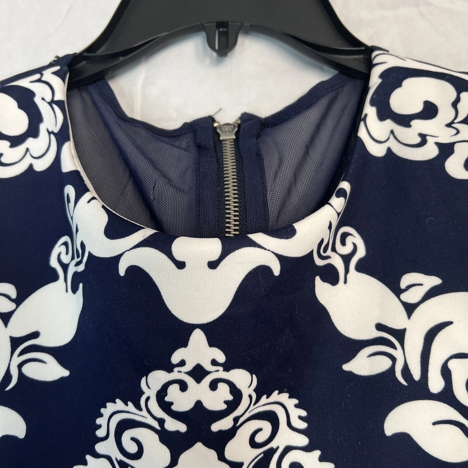 OFF WHITE Abito donna B. Darlin aderente e svasato taglia 5 6 blu e bianco