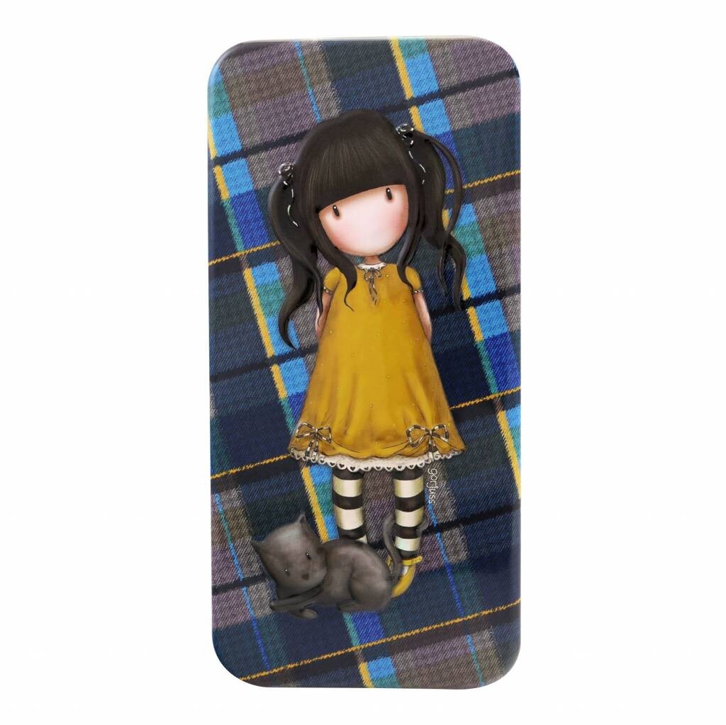 Gorjuss Tartan Pencil Tin Ruby In Yellow by Santoro