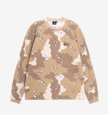 Stussy Raglan Thermal LS Crew Desert Camo 100%Authentic 1140356 | eBay