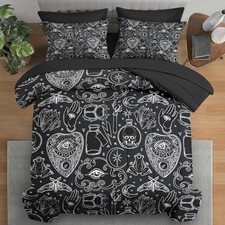 Comforter Set King Size, Medieval Retro Halloween 7 Pcs Bedding for Kids and