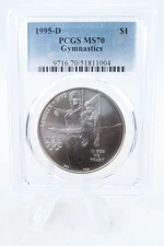 1995-D PCGS MS70 Gymnastics Silver Modern Commemorative Dollar