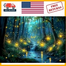 Mesmerizing 1000-Piece Puzzle of Enchanted Forest Waterfall Glowing Fireflies
