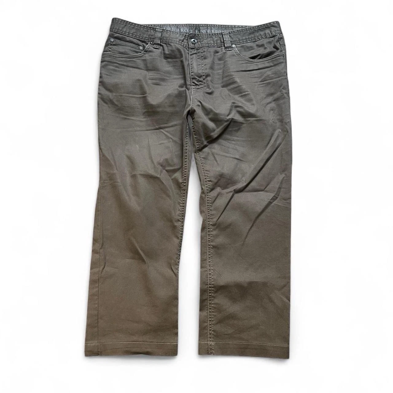 Prana Slim Fit Organic Cotton Mens Sz 38 Brown Nature Hiking Cropped Pants