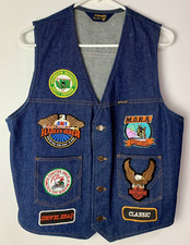 VTG 70s Wrangler Biker Denim Vest - Harley-Davidson, MORA, AMA  More Patches XL