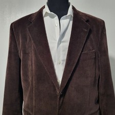 Stafford Classic Sport Coat 100 Cotton Corduroy 2 Button Blazer Sz 44L Brown
