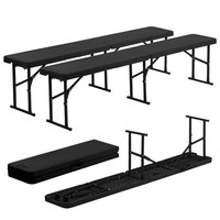 2X Falten Camping PicknickbäNke 180Cm (6Ft) Schwarz DraußEn Garten MöBel