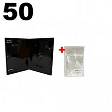 50 PREMIUM STANDARD Shiny Glossy Black Single DVD Cases 14MM & 100 OPP Bags