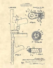 Thompson Machine Gun 'Tommy Gun' 1922 US Patent Art Print - Vintage Mob Gun -923