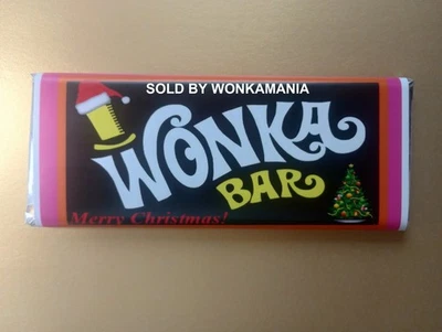 Merry Christmas-Willy Wonka Chocolate Bar w/Golden Ticket (w/Chocolate)