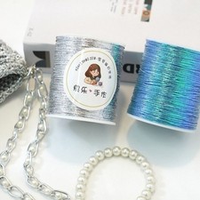 2 Pelotes Fil De Crochet Polyester Brillant Argent Core Spun Pour DIY