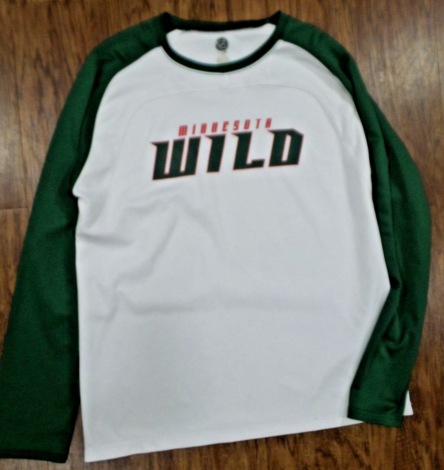 Minnesota Wild Shirt NHL White/Green Long Sleeve Shirt Size Large