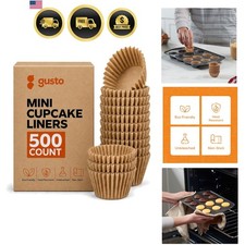 500 Pcs Kraft Mini Cupcake Liners for Baking - Food Grade  Grease-Proof, Du...