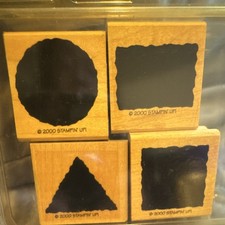 Stampin' Up Wood Rubber Stamp Set Geometric Shapes Frame 2000 Set of 4