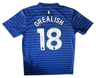 JACK GREALISH rara maglia calcio home firmata a mano FC Everton 2025/26 prova/COA