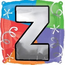 Designer Square Letter Balloon "Z" Square Shape 18" Foil Balloon Packaged 