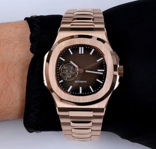 Custom 40mm Rose Gold Open Heart Continental Choco Mod | NH38 Automatic Luxury