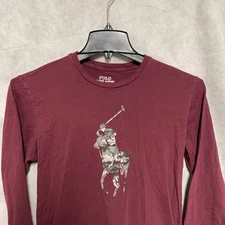 Polo Ralph Lauren Shirt Men S Maroon Gray Extra Big Pony Camo Graphic Tee Casual