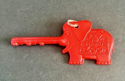 Vintage 1960s San Francisco Zoo Key Trunkey the Elephant Red with Ring