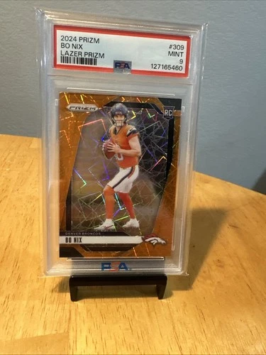 2024 Panini Prizm Rookies Bo Nix #309 Lazer Prizm (RC) Orange PSA9