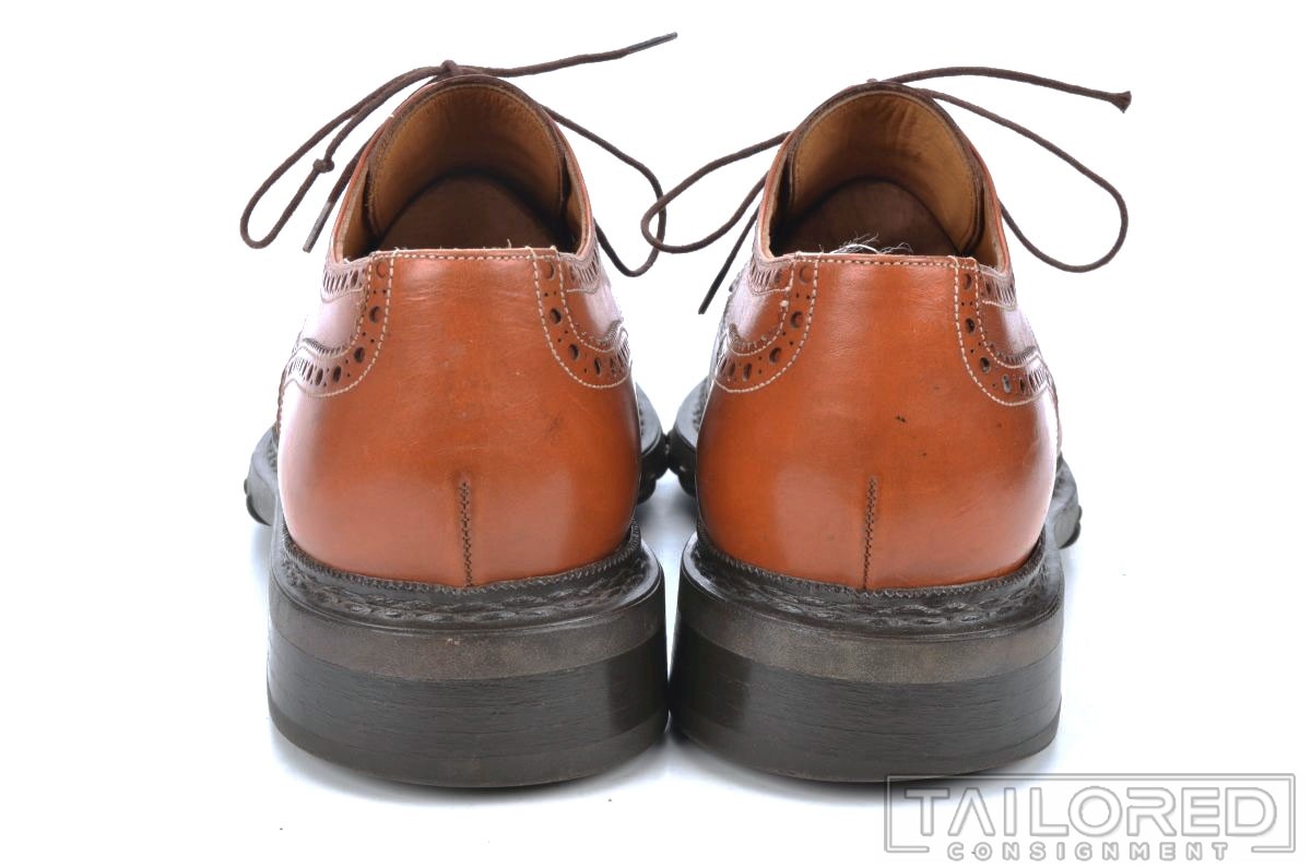 SANTONI Solid Brown Pebble Grain Full Brogue Derb… - image 3