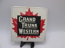 c1954 Metal Railroad Cereal Box Premium, Embossed Square, Grand Trunk Western
