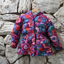 Hanna Andersson Floral Puffer Coat Hood Jacket Girls Full Zip Artsy 130, Size 8
